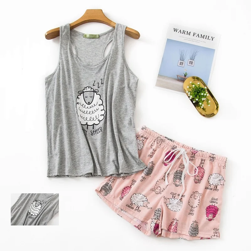 Трикотажный Хлопковый комплект на бретельках Женская пижама Прямая поставка |