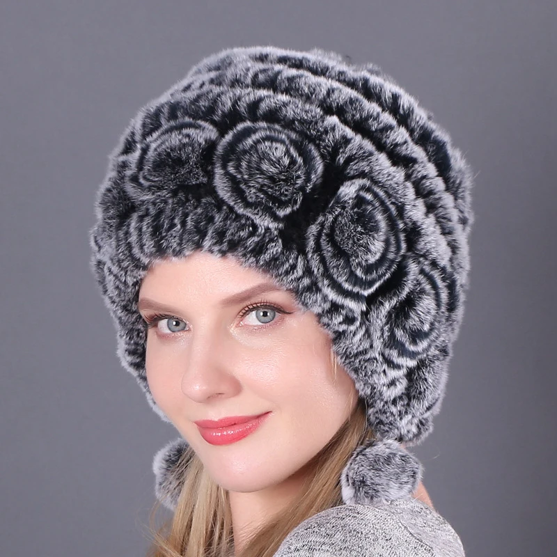 17 Styles Flower Pattern Ear Warm Beanies Hat Women Autumn Winter Outdoor Ski Sport Travel Earmuff Cap Headgear One Size