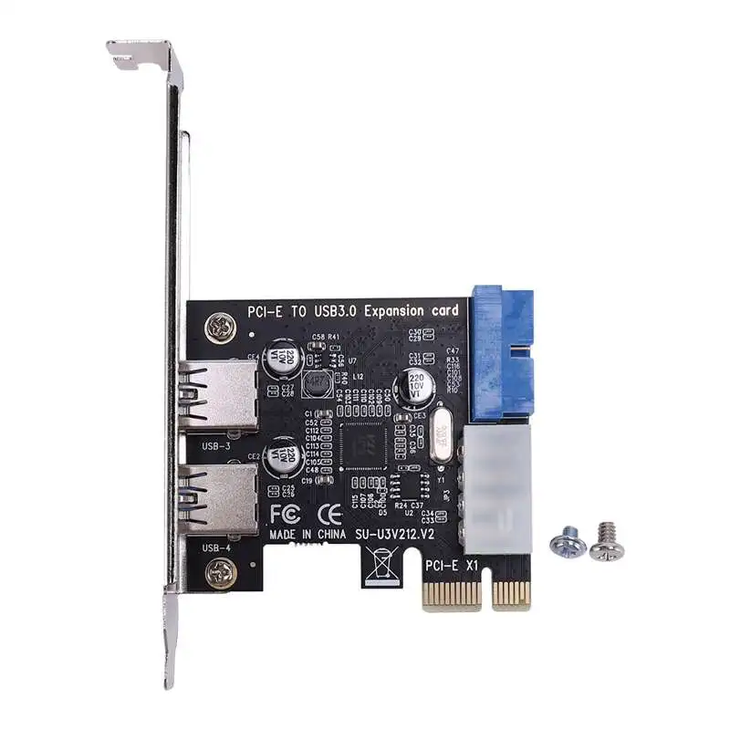

Usb 3.0 Pci-E Expansion Card Adapter External 2 Port Usb3.0 Hub Internal 19Pin Header Pci-E Card 4Pin Ide Power Connector