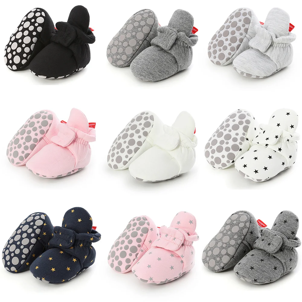 

Star Toddler First Walkers Booties Cotton Comfort Soft Anti-slip Warm Infant Crib Shoes Newborn Baby Socks Shoes Boy Girl