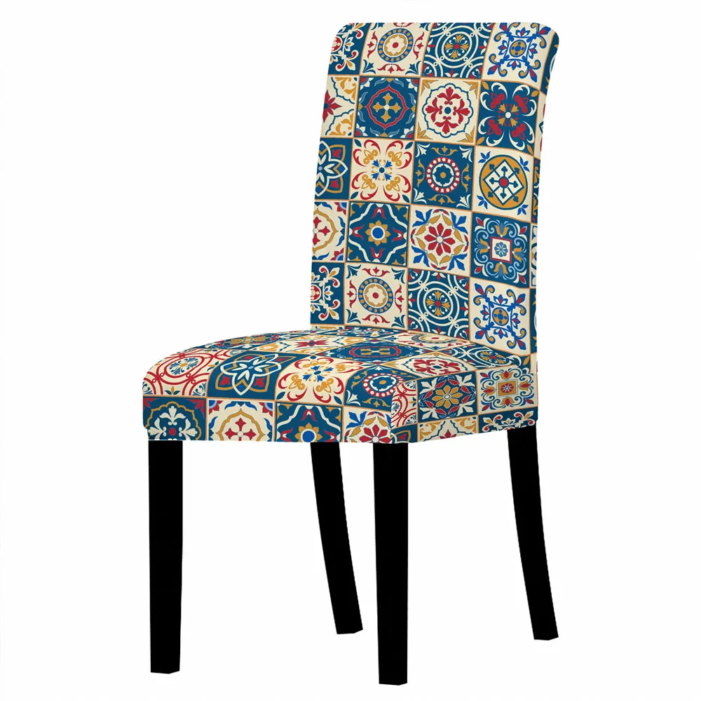 

Boho Pattern Mandala Print Chair Cover Dustproof Anti-dirty Removable Office Chair Protector Case Chairs Living Room Bar Stool