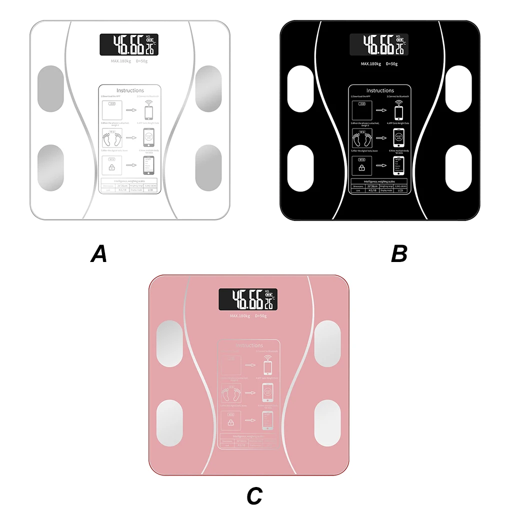 

Цифровые весы для ванной, весы с Bluetooth для взвешивания жира, с аккумулятором, черный цвет