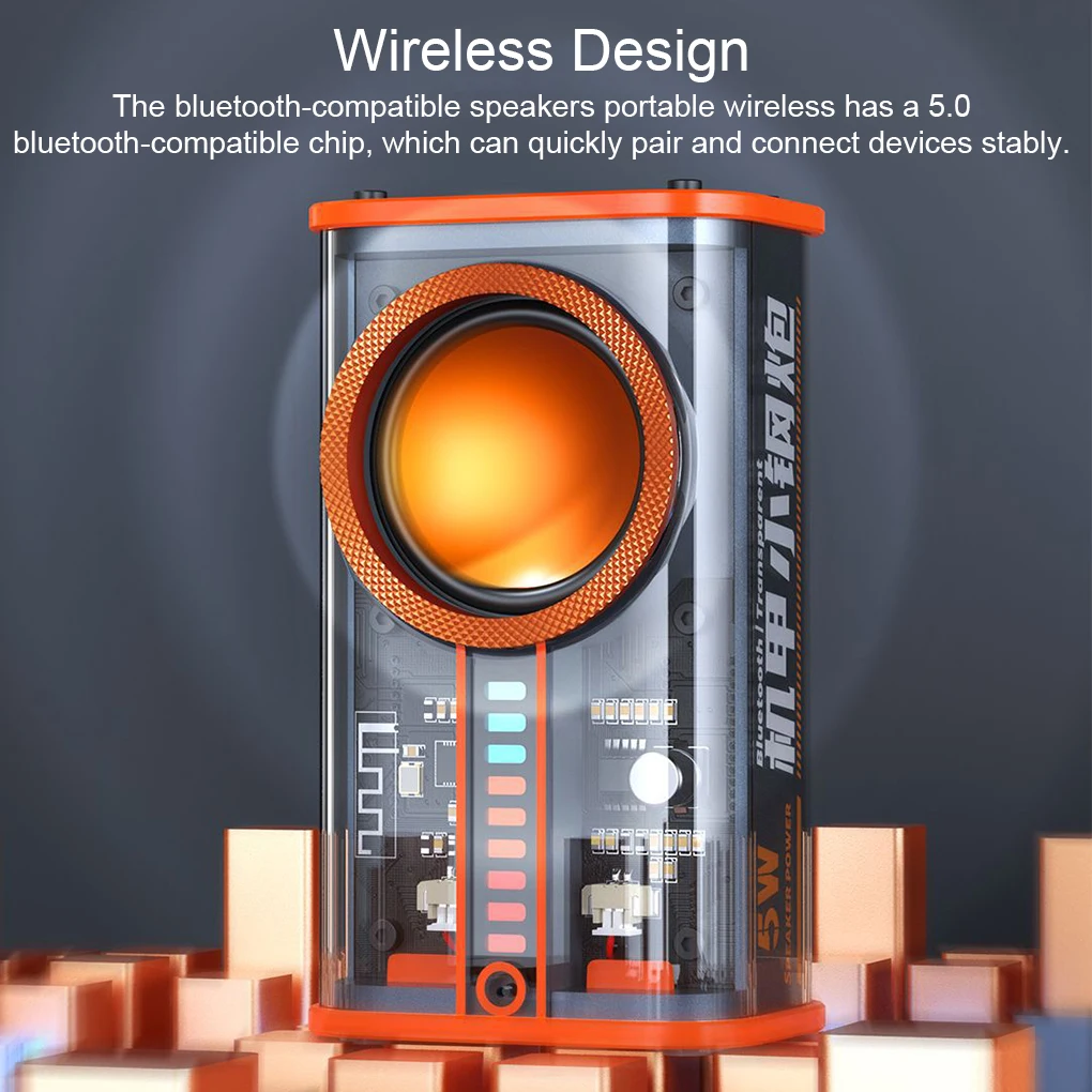 

K07 Transparent Cyberpunk Mecha TWS Wireless Bluetooth-Compatible Speaker Sound Light Rhythm Subwoofer Built-in Stereo Music