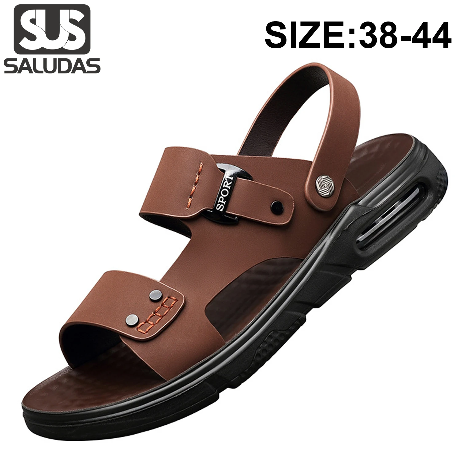 SALUDAS Summer Men's Sandals Genuine Leather Handmade Luxury Casual Sandals Breathable and Comfortable Men Beach Slippers