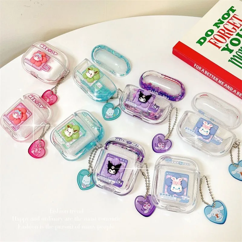 

Sanrio Kuromi Quicksand Plus Pendant for Apple AirPods 1 2 3 Case AirPods Pro 2 Case IPhone Earphone Accessories Air Pod Cover