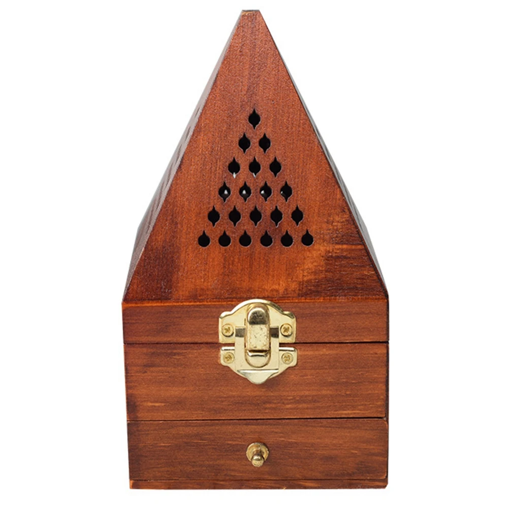 

Wooden Agarwood Sandalwood Box Incense Burner Burner Antique Aromatherapy Burner Creative Pyramid Hollow Incense Box
