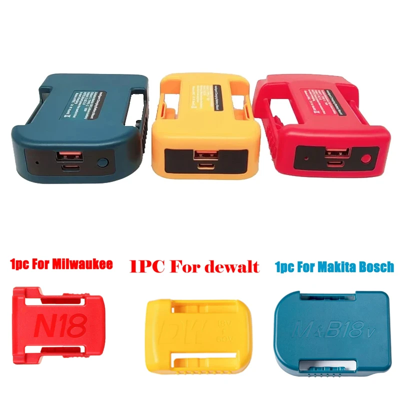 Portable Charger Adapter Compatible For Makita For Dewalt For Milwaukee 18V Li-ion with USB Type-C Battery Holder Fast Charging