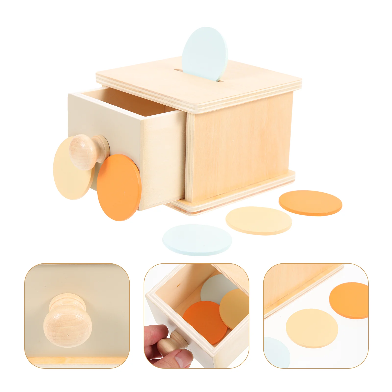 

Box Montessori Toykids Permanenceskills Motor Objecttoddlers Bank3 Baby Drop Educational Learning Wooden Wood Gift Piggy