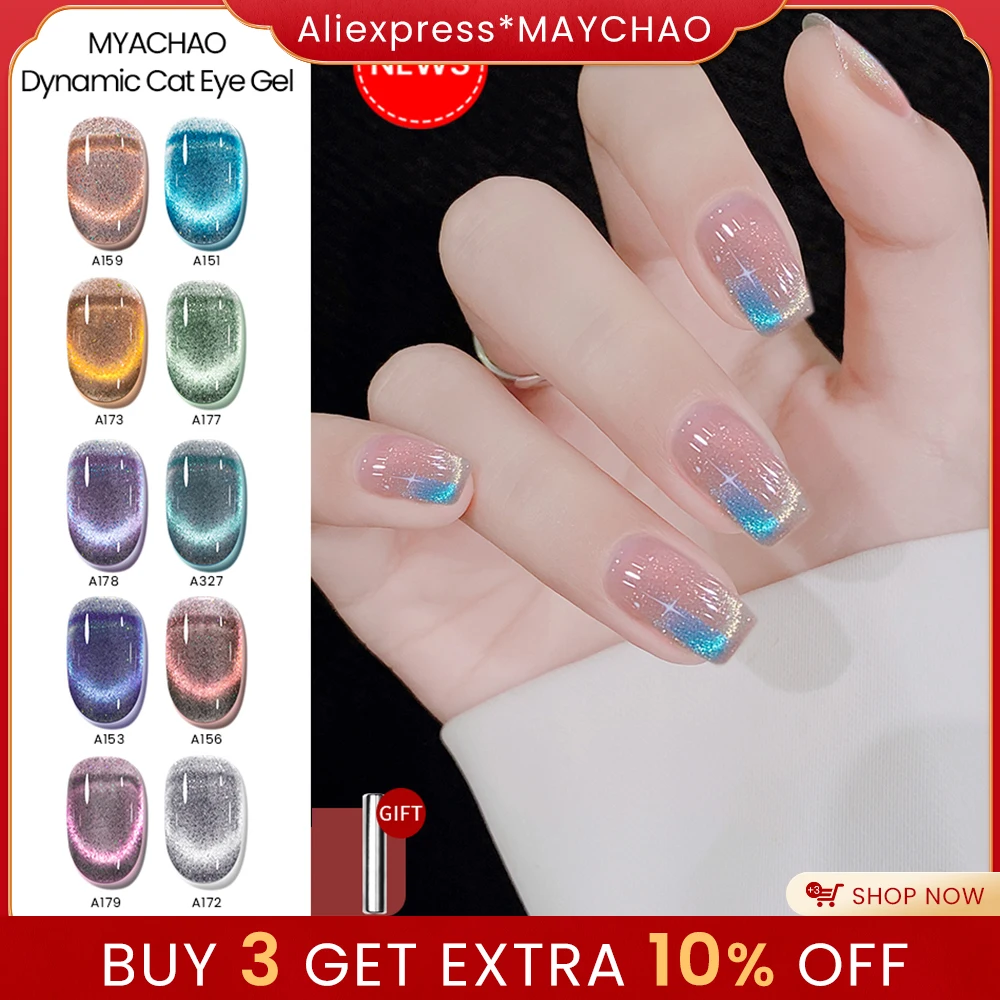 

MAYCHAO 7ml 9D Laser Cat Magnetic Gel Nail Polish Diamond Glitter Cat Eye Gel Soak Off UV LED Nail Varnish UV Gel Need Nude Base