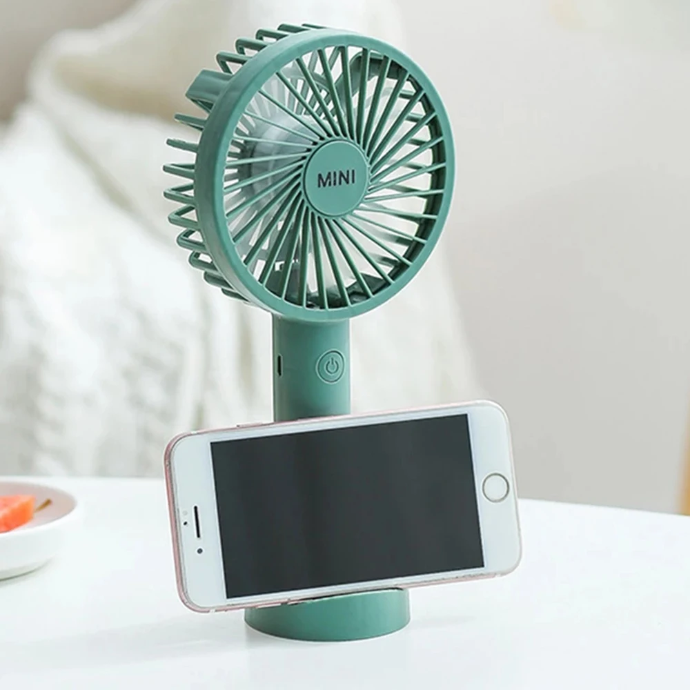 

Handheld Mini Fan Portable Silent Cooling Fan Desktop With Base Mobile Phone Bracket For Car Travel Outdoor Sport Appliances