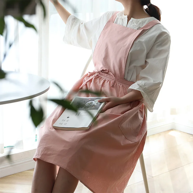 Новый Многоцветный простой плиссированный фартук Женский кухонный для кофейни