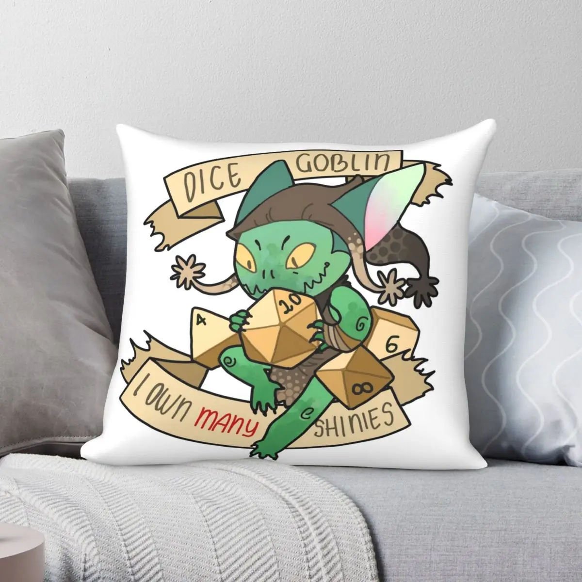 

1 квадратный чехол для подушки в виде кости гоблина, полиэстеровый льняной бархатный чехол с принтом на молнии, декоративный чехол для подуш...