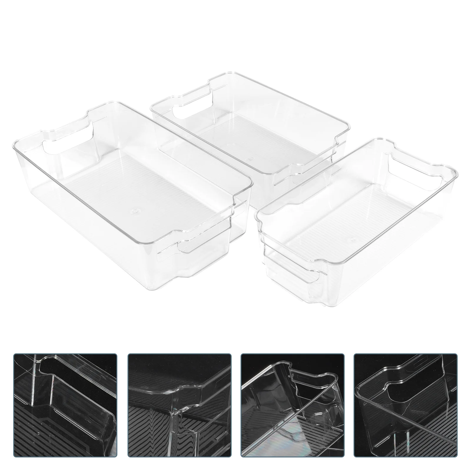 

3pcs Freezer Drawer Type Storage Case Food Storage Box Refrigerator Organizing Box
