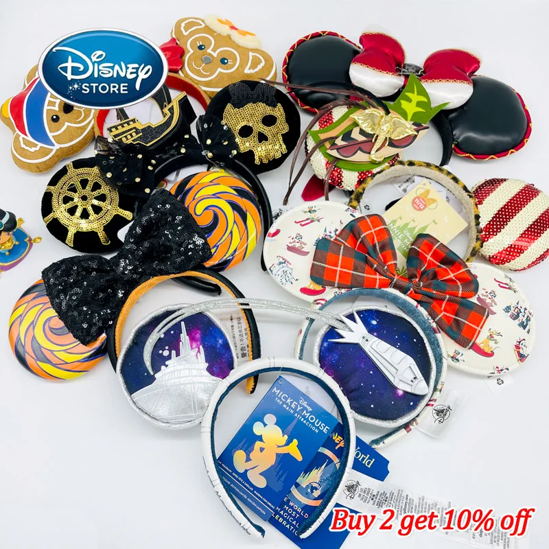 

Повязка на голову Disney с ушками Микки-Мауса, новинка 2022, оригинальная модель из искусственной кожи для косплея детей и взрослых из Шанхая Disney ...