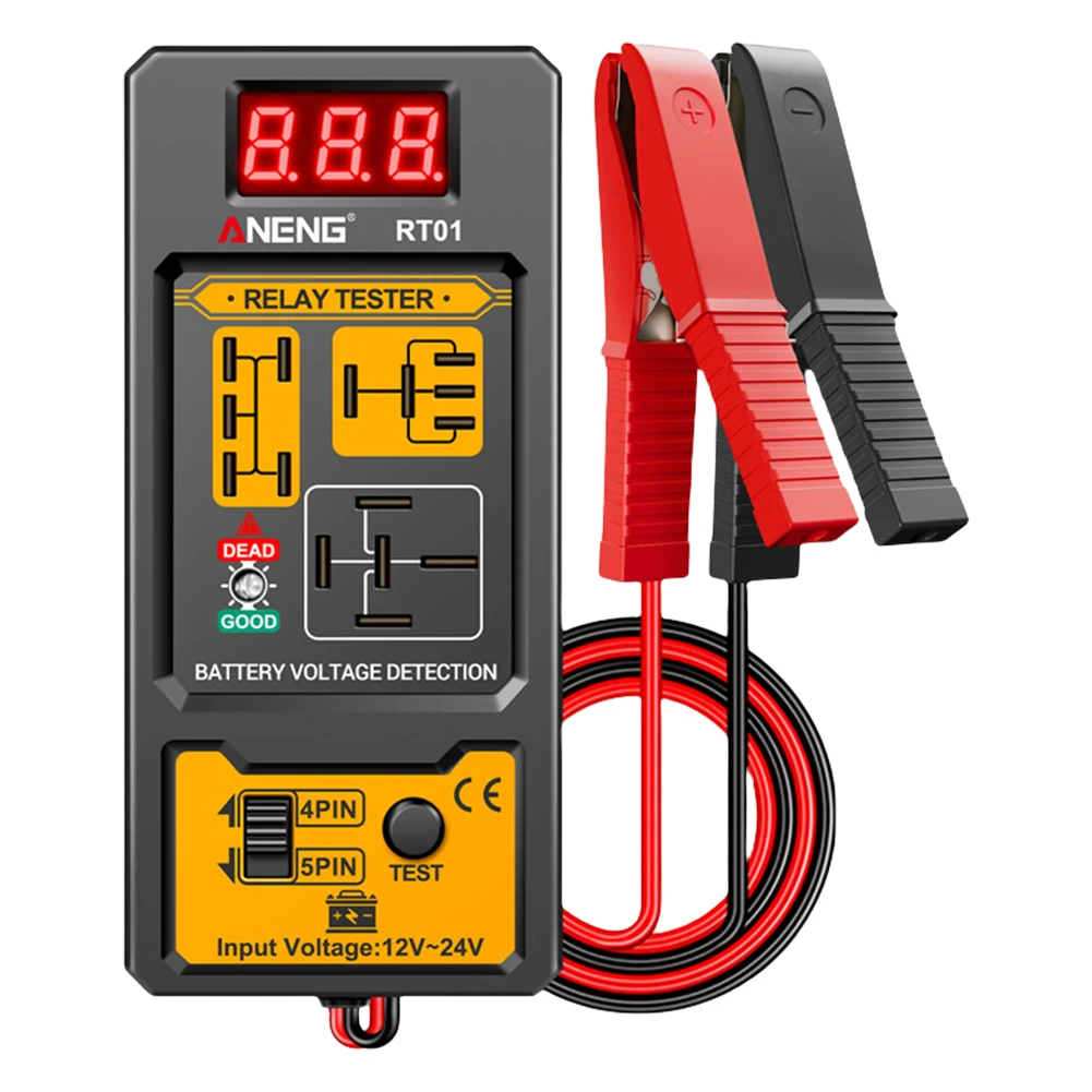 

Цифровой универсальный тестер автомобильных аккумуляторов ANENG RT01 (12-24В) с 4/5 контактами и дисплеем напряжения