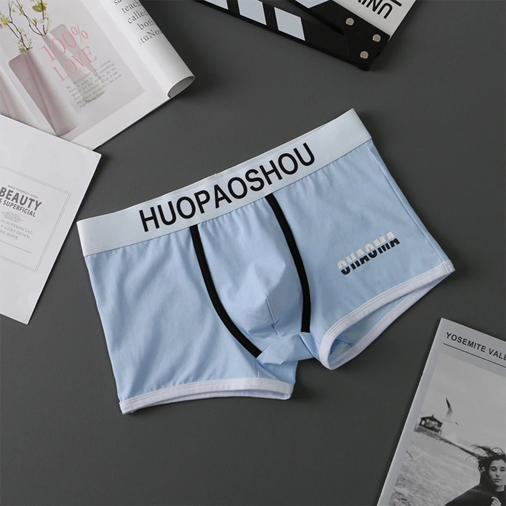 

Breathable Soft Mens Sexy Underwear Flat Boxers Teenage Elastic Underpants Young Underwear Boys Bikini Shorts U Convex Pouch
