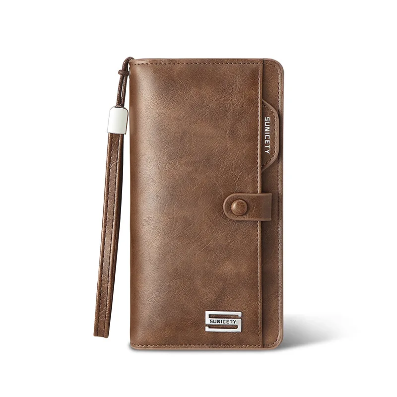 

Men Wallet Vintage Genuine Leather Frosted Long Wallets Coin Pocket Billetera Hombre Man Purse Male ID Card Holder Money Bag New