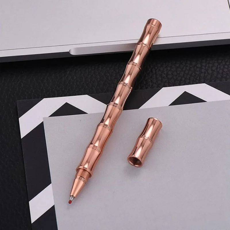 High Quality Brass Bamboo RollerBall Pen Spin Rose Golden Stationery Office School Supplies Writing Ink Pens