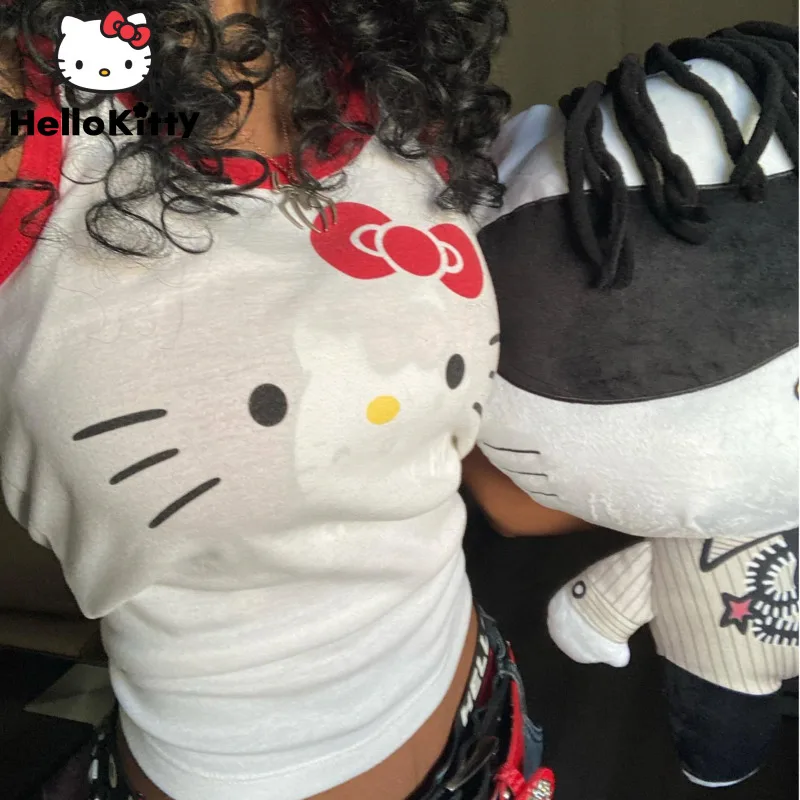 Hello Kitty Y2k Tank Top Women's White Anime Cartoon Baby Tee Sanrio Fashion Slim Fit Vintage Kawaii Sleeveless T-shirt Clothes