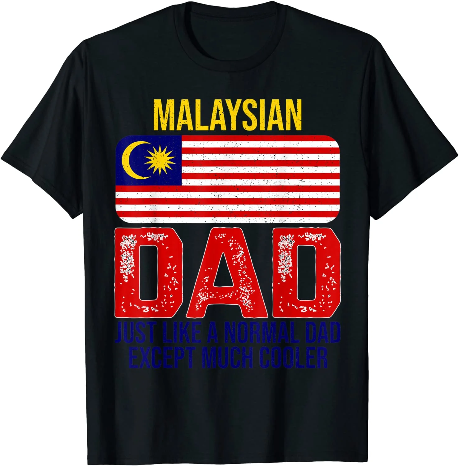 

Mens Vintage Malaysian Dad Malaysia Flag Design For Father's Day T-Shirt