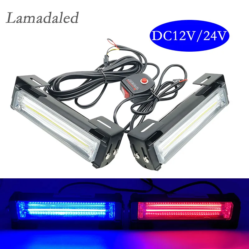 

4 шт. высокая яркость COB стробоскопические огни бар светодиодные сигнальные лампы для грузовиков авто автомобиль DRL дневные ходовые огни красный синий белый Янтарный