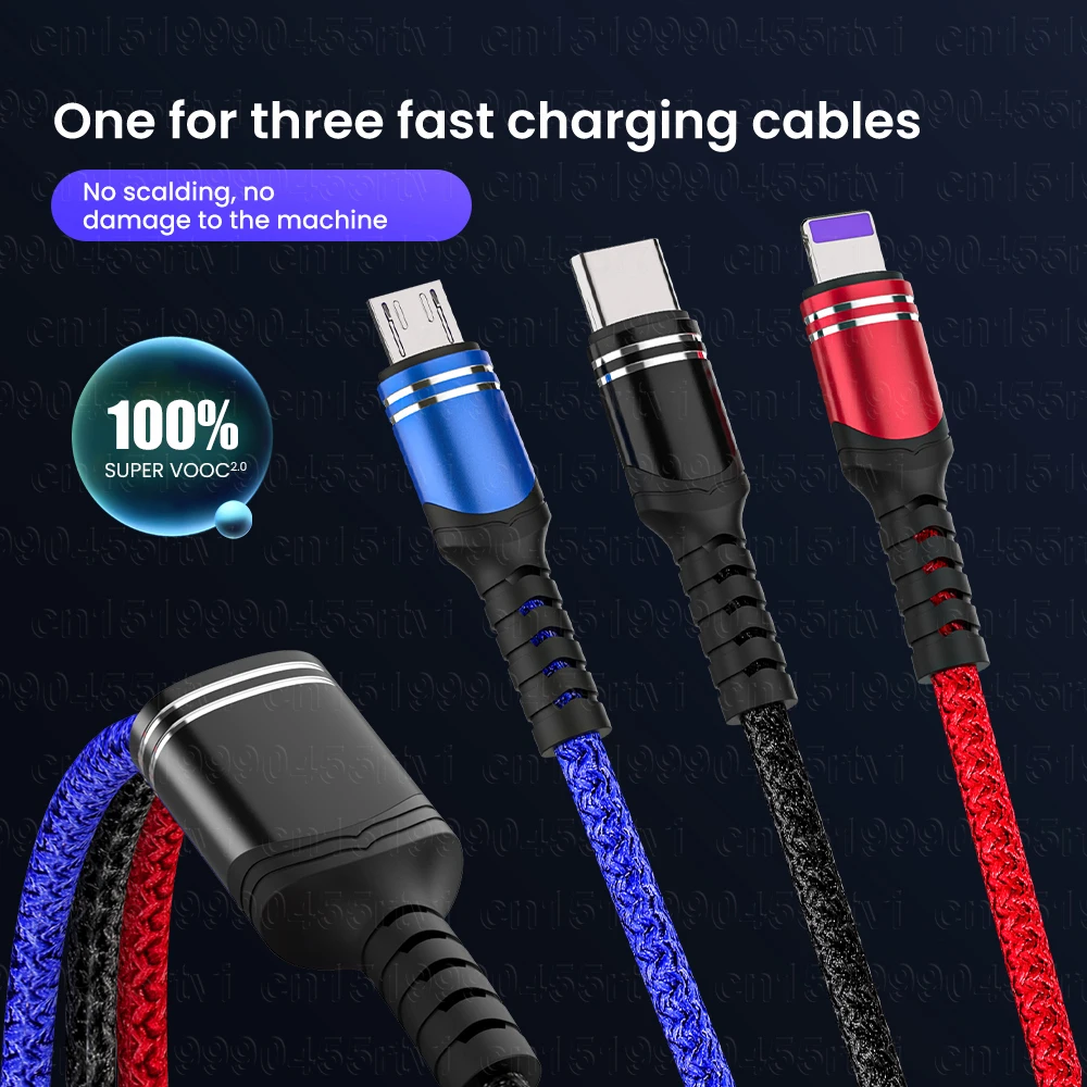 USB-кабель 3 в 1 6 А 66 Вт 2 для Huawei Samsung Xiaomi |