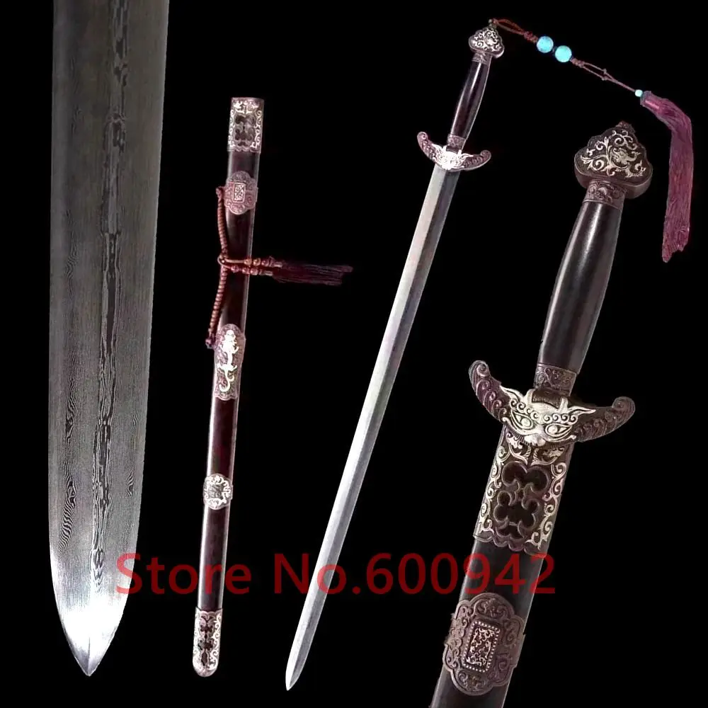 

Ручная работа, высокое качество, имитация китайского кунг-фу, складное лезвие из дамасской стали, ручка из эбенового дерева Tai Chi Jian