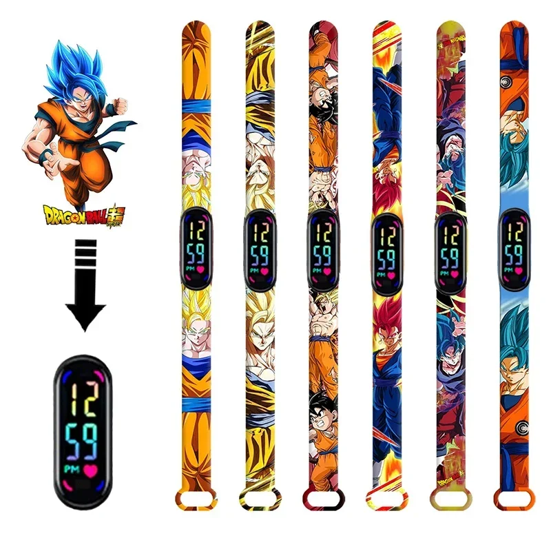 Детские часы Pokemon Dragon Ball Z персонаж из мультфильма Saiyan светящийся браслет со