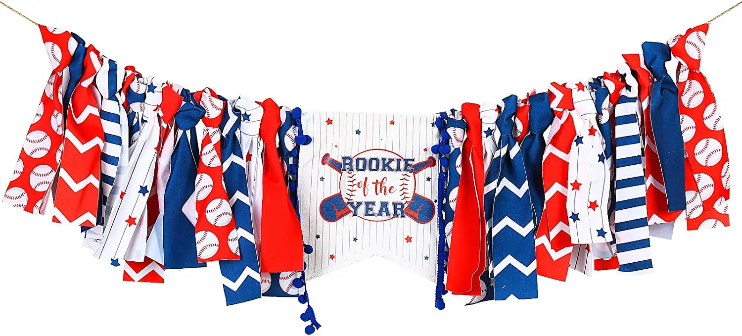 

Baseball 1st Birthday Decorations Baseball Highchair Banner Rookie of The Year High Chair Banner for Boy First Birthday Supplies