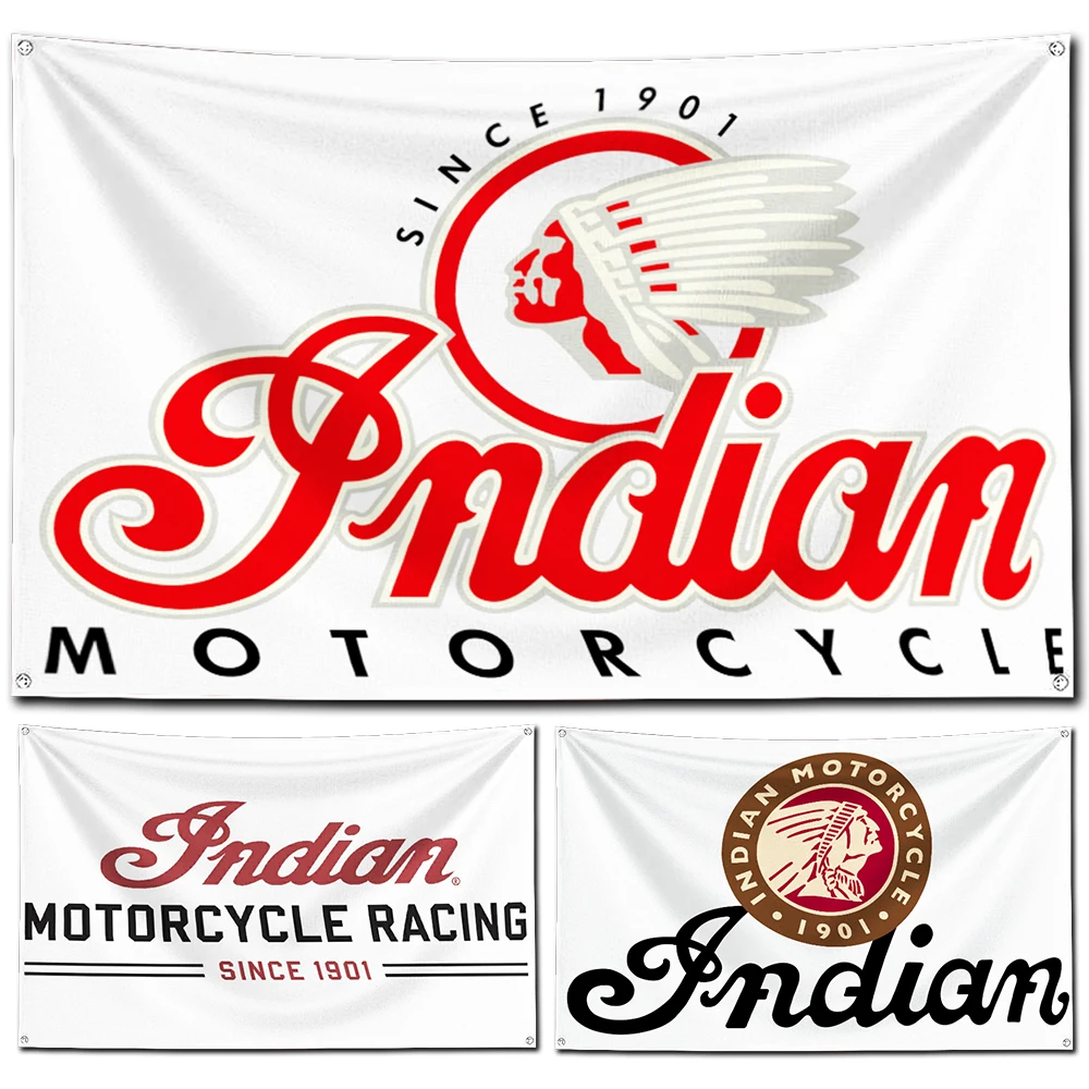 3x5 футов флаг индейских мотоциклов яркий баннер для гаража украшение наружной