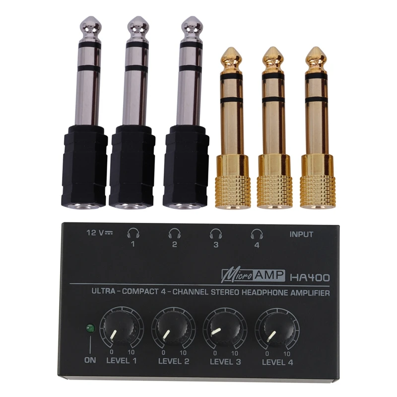 

6 шт. адаптер для наушников со штепсельной вилкой европейского стандарта, ультракомпактный 4-канальный мини стерео усилитель для наушников ...