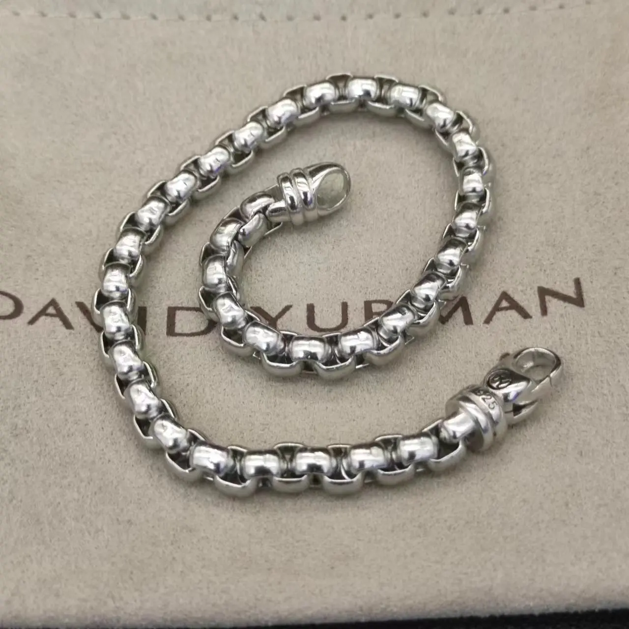 

DY New DY Bracelet 5MM BOX CHAIN IN STERLING SILVER WITH PAVÉ BLACK DIAMONDS