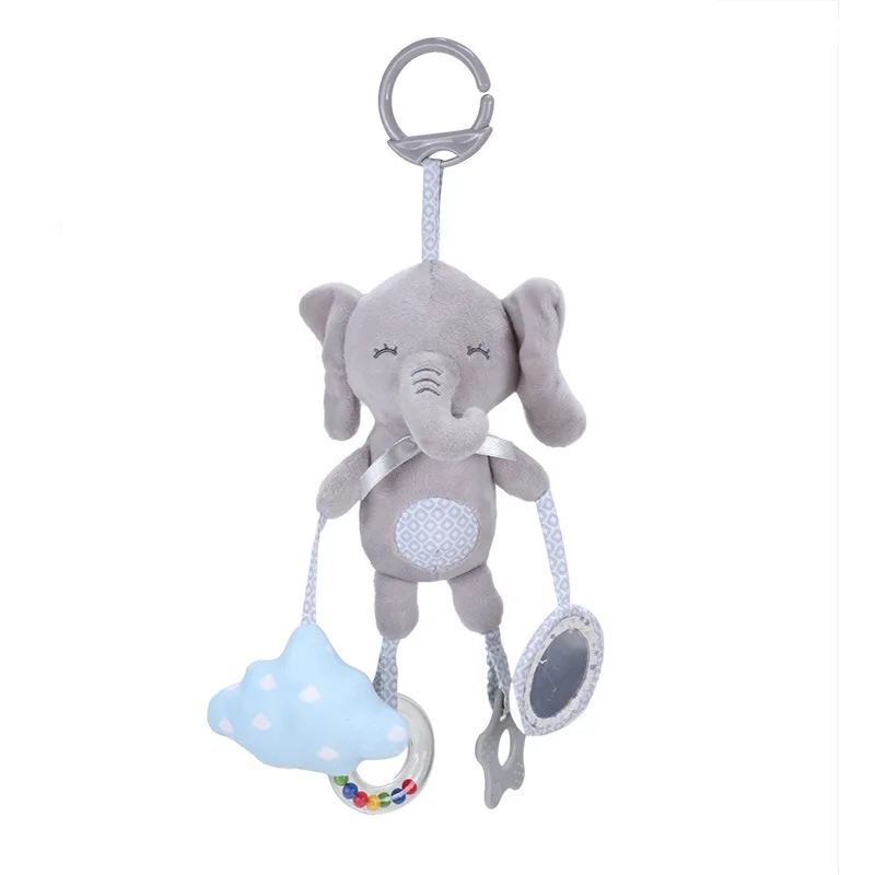 Nordic Style Crib Bell Pendant Baby Stroller Rattle Hanging Rabbit Elephant Cat Toy Trolley 0-12 Newborn Plush Educational