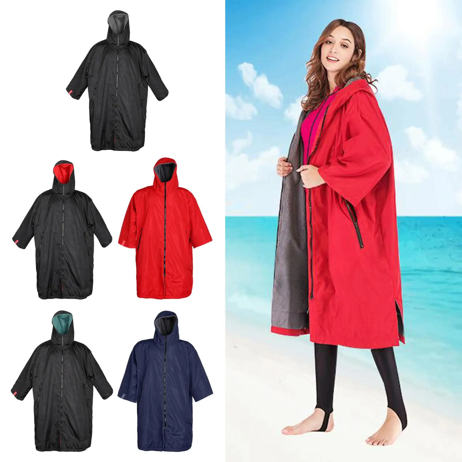 Surf Changing Robe Unisex Warm Coat Quick Drying Jacket Cloak Parka Poncho