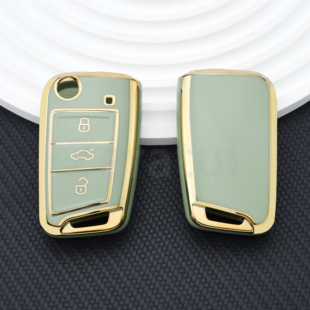 Мягкий складной чехол из ТПУ для ключей автомобиля, защитная сумка для VW Volkswagen Polo Golf 7 MK7 Tiguan для Skoda Octavia A7 SEAT