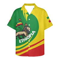 mens shirts hawaii traditional ethiopia flag printing summer 2022 new design clothes short sleeved new design v neck mens shi