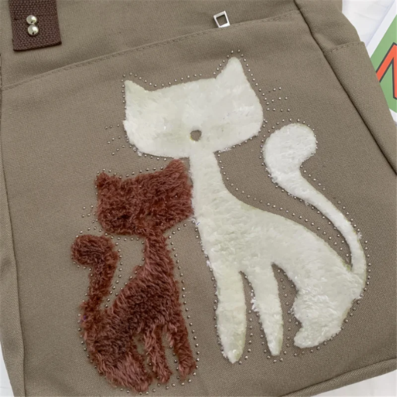 Сумка женская холщовая на молнии милая вместительная Повседневная портативная