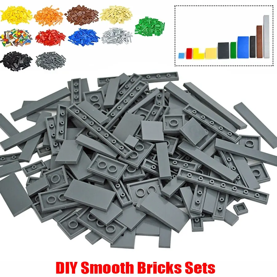 

150pcs DIY Thin Figure Building Blocks Smooth 1x1 1x2 2x2 2x4 1x8 Educational Bricks 14719 87079 2431 4162 For Kids