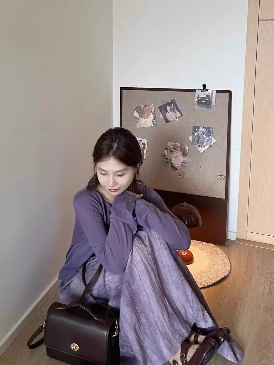 Осень 2024 новое китайское ретро платье на бретельках с рисунком тушью кардиган