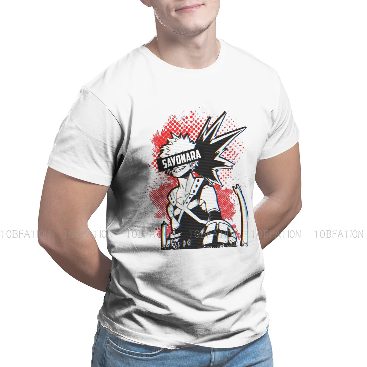 

Футболка Bakugo Sayonara в стиле хип-хоп, уличная одежда с принтом аниме Моя геройская Академия Izuku, повседневная мужская рубашка, уникальная идея д...