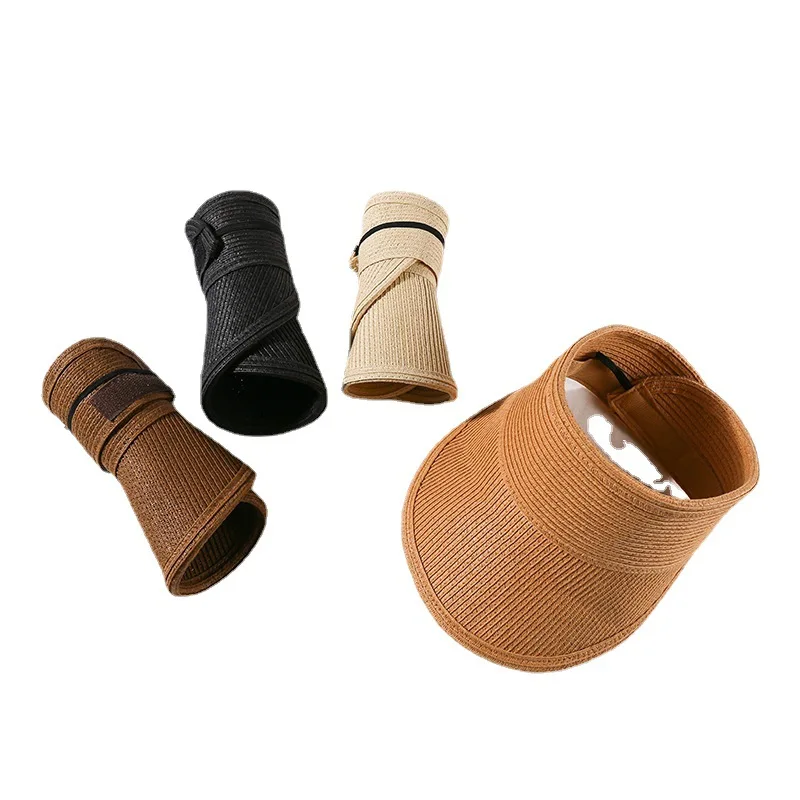 

Шляпа женская Соломенная с козырьком, модная повседневная Уличная Складная Солнцезащитная шапка с широкими полями, с защитой от ультрафиолета