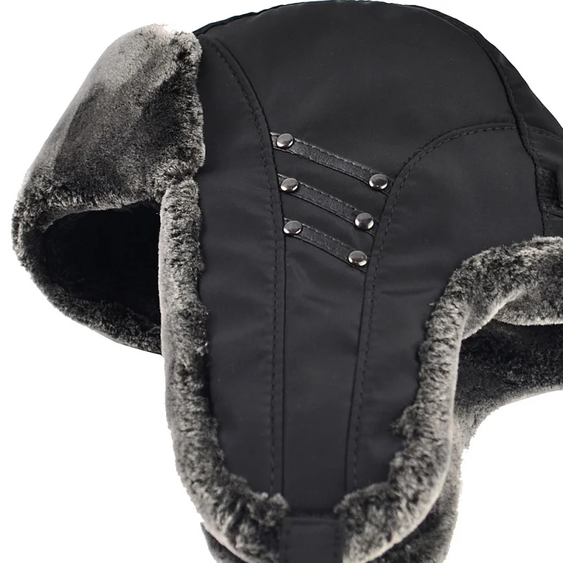 Мужская зимняя шапка из плотного хлопка на флисовой подкладке термобелье Lei Feng