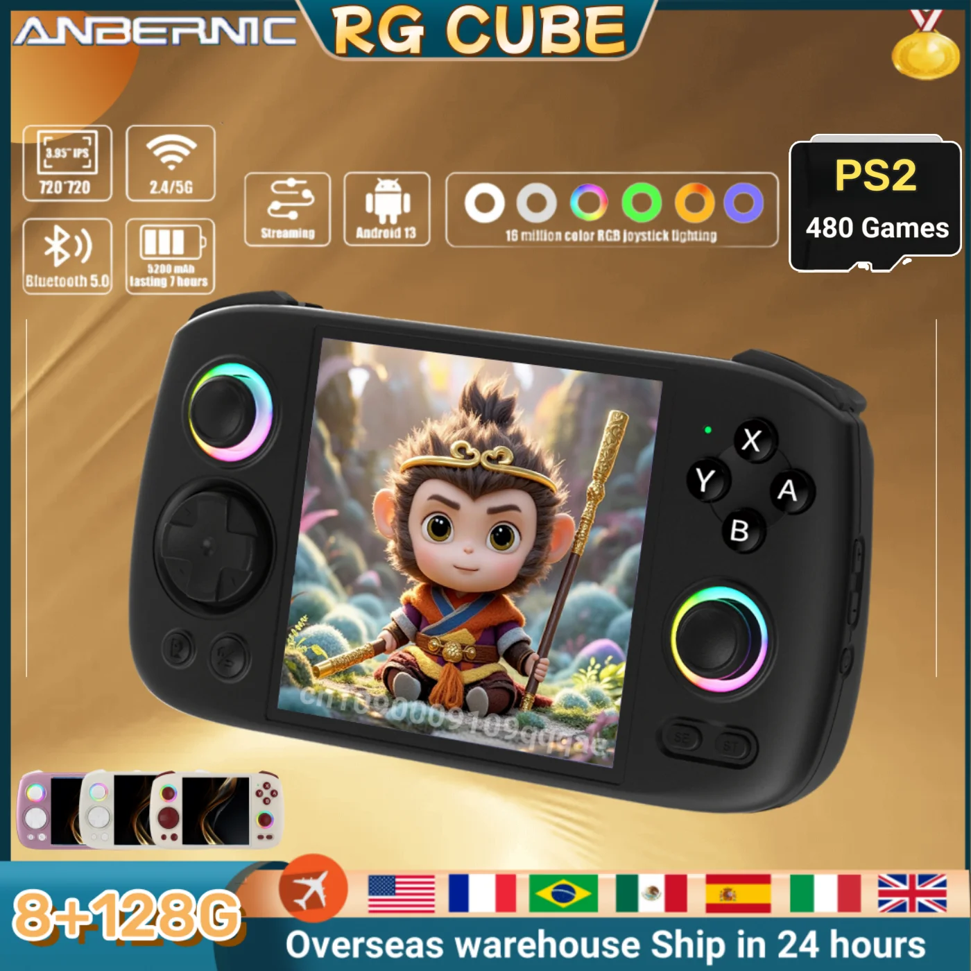 ANBERNIC RGcube Ретро портативная игровая консоль Android 13 T820 игровые консоли RGB джойстик