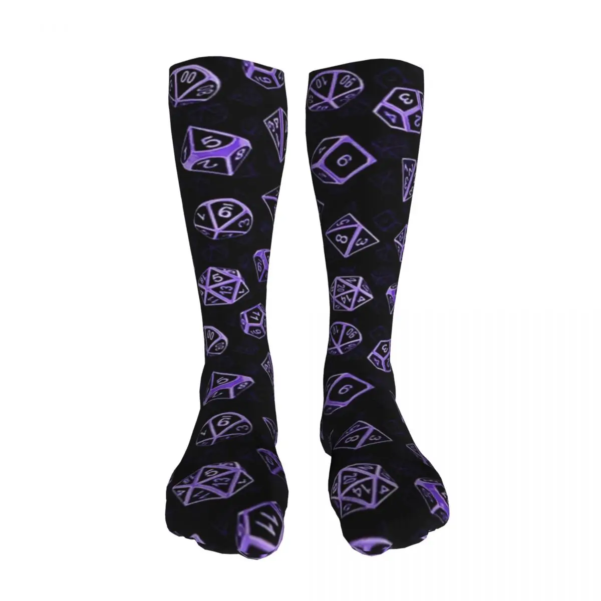 

D20 Dice Set Pattern (Purple) stockings Thickened thermal stockings Men's and women's stockings, For Unisex