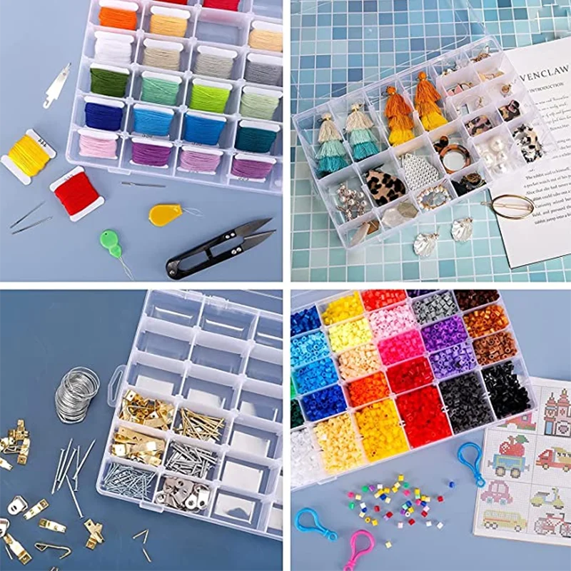 5//10/15 Grids Clear Plastic Storage Jewelry Box Compartment Container for Beads Crafts Fishing Tackles Earring Case - купить по