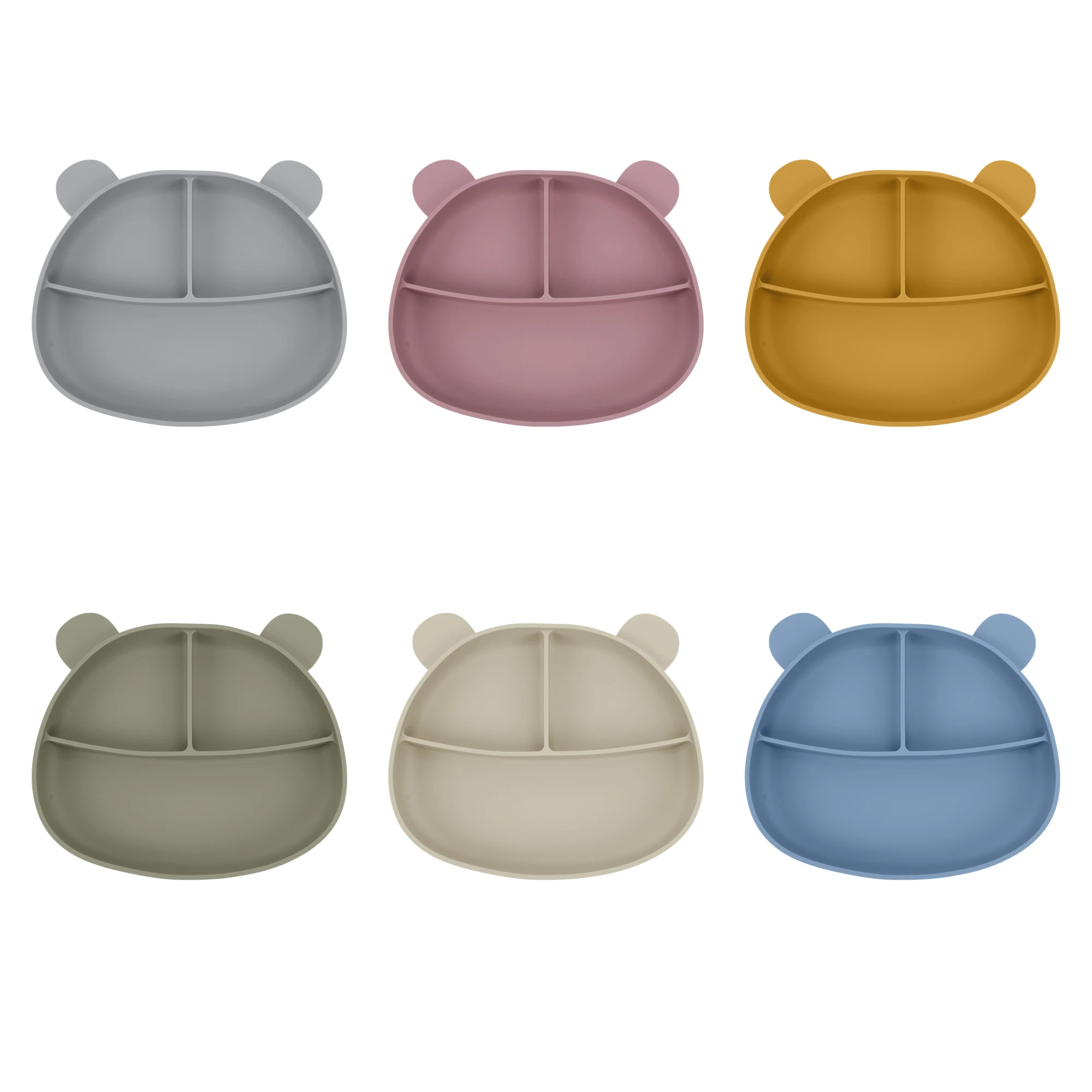 

Cute Bear Solid Silicone Plate Set For Baby Kids Training Feeding Dinnerware Baby Learning Plate Set