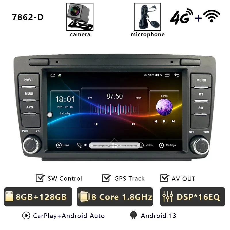 

Автомобильный радиоприемник CHSTEK Android 13 Carplay для Skoda Octavia A5 Mk2 2004-2014, мультимедийная стереонавигация, Bluetooth WIFI 4G Automotiva