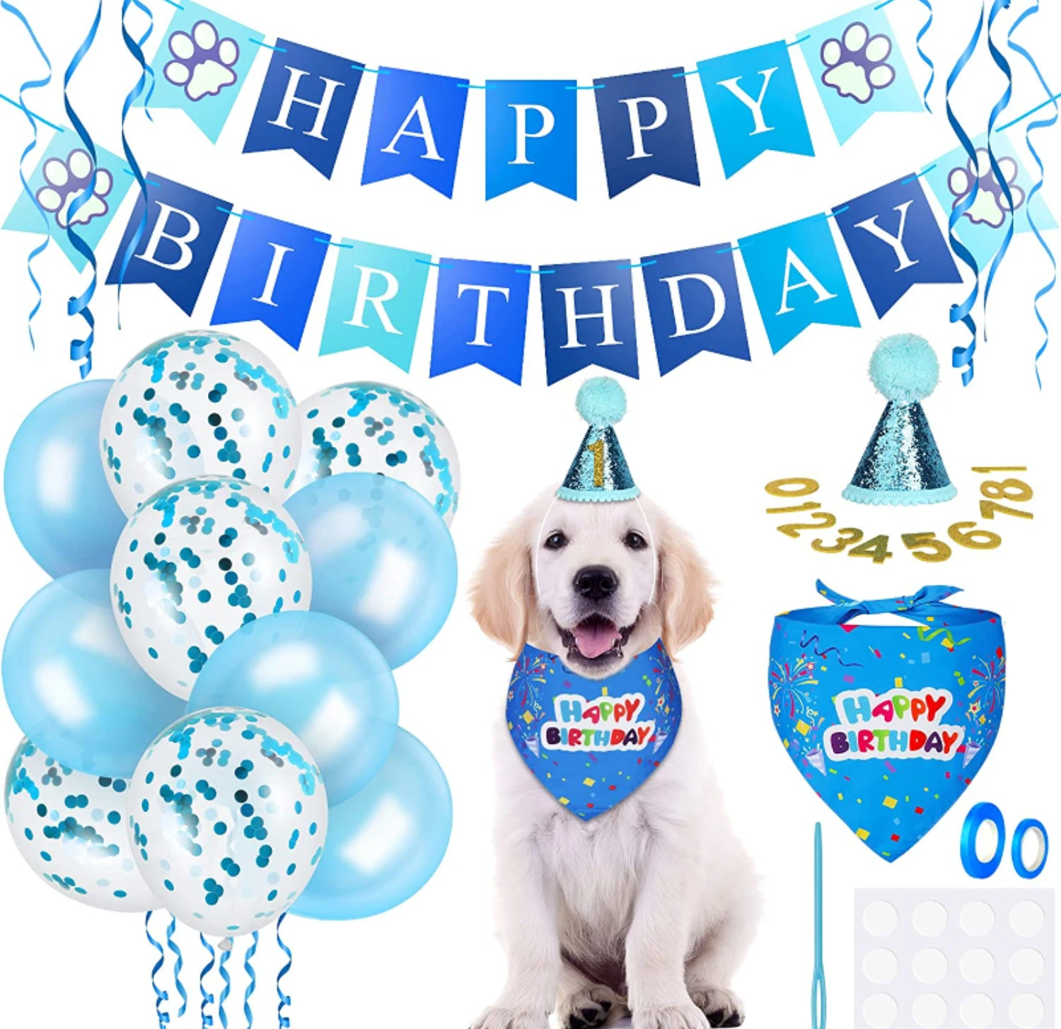 Hund Geburtstag Partei Liefert, Premium Hund Geburtstag Bandana Hut Banner Luftballons, Geburtstag Party Dekorationen für Pet Welpen Katze