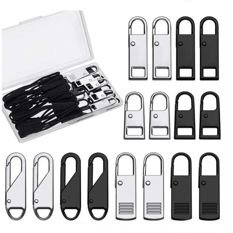 

33Pcs Zipper Pull Replacement Repair Kit Slider Pull Tab Universal Fixer Metal Zippers for Head