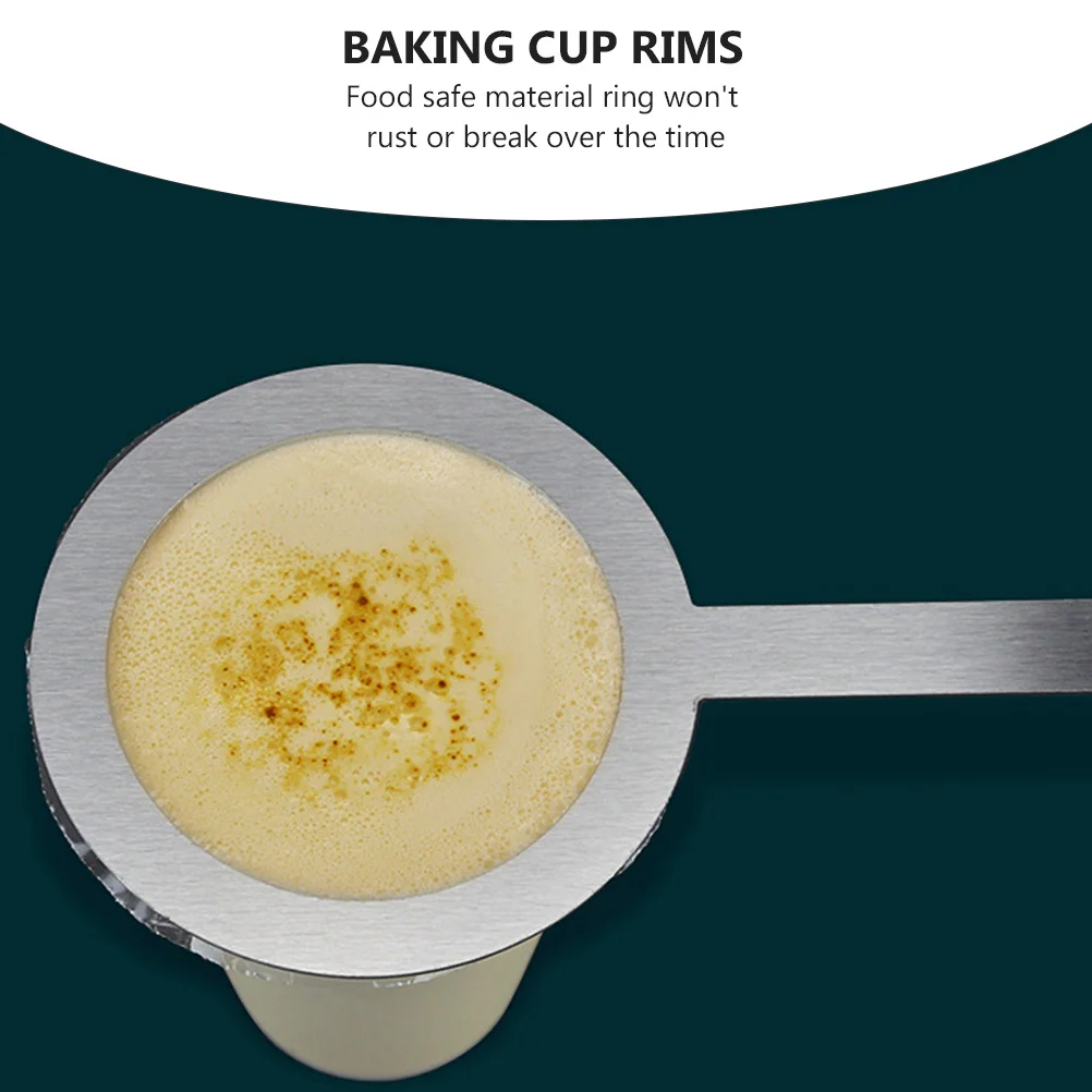 

Cup Ring Stainless Steel Coffee Cup Rim Cover Dessert Pudding Tea Cup Gasket For DIY Tea Brulee Making Silver 4pcs